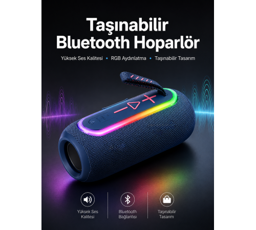 Kablosuz Bluetooth Hoparlör Uzun Pil Ömrü Taşınabilir