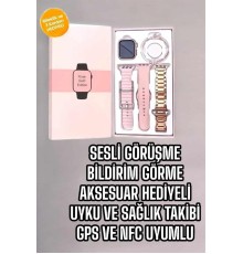 Akıllı Saat Amoled Ekran 3 Kordonlu Aksesuar Hediyeli Sesli Görüşme