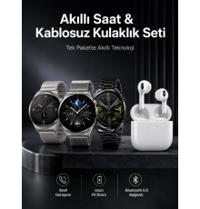 Akıllı Saat ve Kulaklık Seti Dokunmatik Ekran 5.0 Bluetooth Bağlantılı Sesli Görüşme