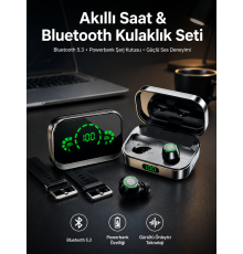 TWS Bluetooth Kulaklık ve Akıllı Saat Uyku Takibi Nabız Ölçer Uzun Pil Ömrü