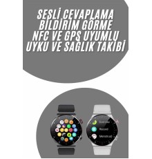 Akıllı Saat Uyku ve Sağlık Takibi NFC Uyumlu Bluetoooth Bağlantılı Android İOS Uyumlu