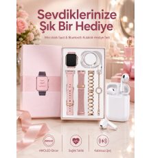 3 Kordonlu Dokunmatik Ekran Akıllı Saat ve 2.Nesil Kablosuz Bluetooth Kulaklık ANC/ENC