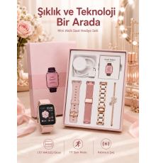 Kadınlar İçin Dokunmatik Ekran Akıllı Saat ve Kablosuz Bluetooth Kulaklık ANC Özelliği