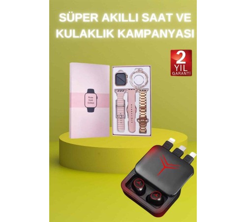 Powerbank Özellikli Bluetooth Kulaklık ve Nabız Ölçer Akıllı Saat Bileklik Hediyeli