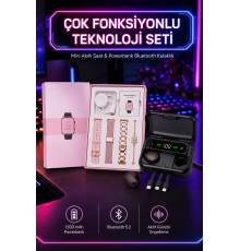 Powerbank Özellikli Bluetooth Kulaklık ve Nabız Ölçer Akıllı Saat Bileklik Hediyeli