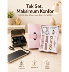 Bileklikli Amoled Ekran Akıllı Saat ve Dijital Göstergeli Kablosuz Bluetooth Kulaklık ANC/ ENC