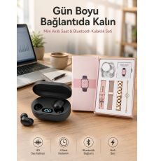 Nabız Ölçer Hediye Bileklikli Akıllı Saat ve Dijital Göstergeli Bluetooth Kulaklık Çoklu Şarj Girişi