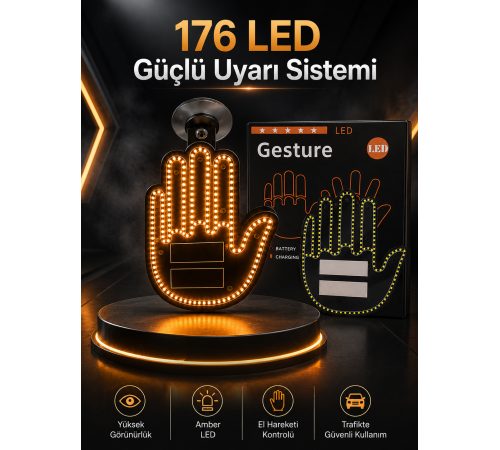 Led Işık El İşareti Araç Camı İçin Uzaktan Kumandalı