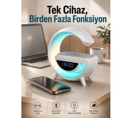 Android Uyumlu Akıllı Bluetooth Hoparlör Kablosuz Şarj Cihazı Standı