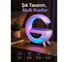 Bluetooth Hoparlör 15W Kablosuz Hızlı Şarj LED Gece Lambası