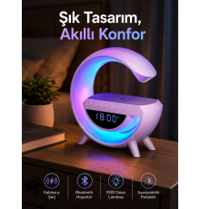 Bluetooth Hoparlör 15W Kablosuz Hızlı Şarj LED Gece Lambası