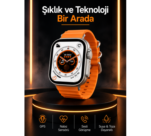 Akıllı Saat Android ve İOS Uyumlu 49 MM NFC Özelliği GPS Takibi Yeni Nesil