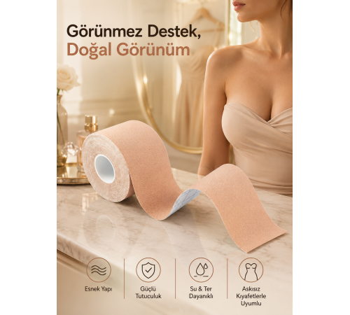 Toparlayıcı Göğüs Bandı Şekillendirici Ten Rengine Uygun Esnek Hassas Ciltlere Uygun