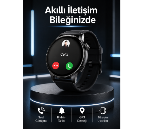 Akıllı Saat Bildirim Görme Amoled Ekran GPS Uyumlu Sesli Görüşme