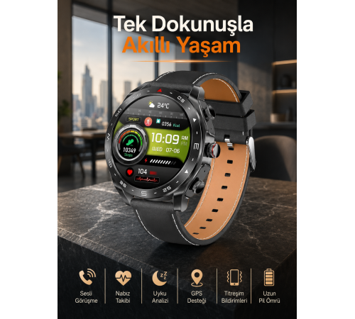 Akıllı Saat Nabız Ölçer Uyku Takibi Sesli Görüşme Bildirim Görme