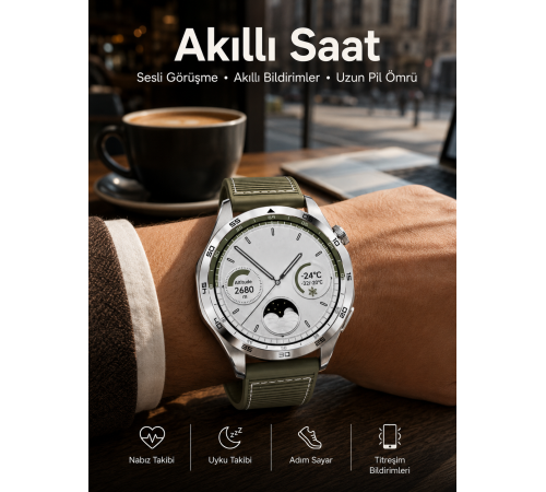 Akıllı Saat Bildirim Görme Sesli Görüşme Çoklu Kordon GPS Takibi