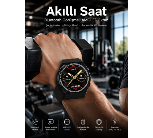 Akıllı Saat Dokunmatik Ekran Sesli Görüşme ve Bildirim Görme Sağlık Takibi