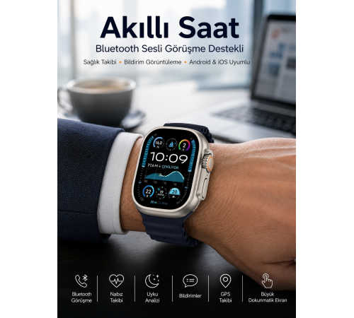 Akıllı Saat Sesli Görüşme Titreşimli GPS Bağlantısı Müzik Dinleme Sosyal Medya Bildirimleri Yeni Nesil