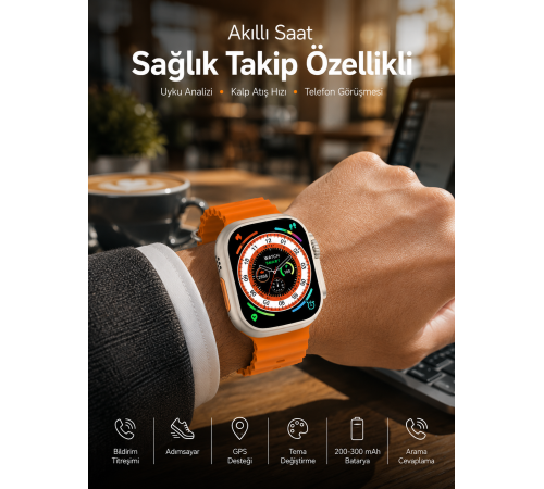 Akıllı Saat Bluetooth Bağlantılı Uyku ve Sağlık Takibi