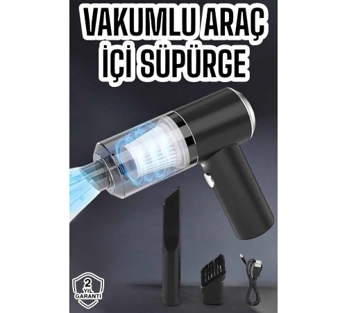 Üflemeli Güçlü Vakumlu Ev Ofis Araç Süpürgesi El Süpürgesi Şarjlı