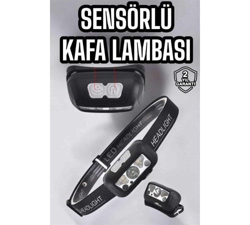 Kafa Lambası Kamp Lambası Sensörlü Şarjlı Ayarlanabilir