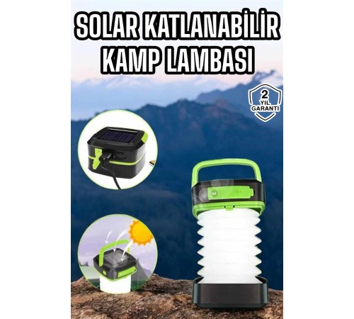Güneş Enerjili Led Lamba Kamp Lambası Katlanabilir Lamba USB Şarjlı
