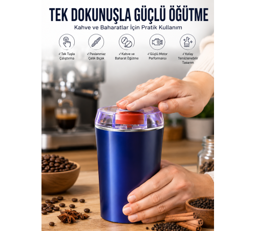 Taşınabilir Kahve & Baharat Öğütücü, Kolay Temizlenebilir ve Uzun Ömürlü Paslanmaz Çelik