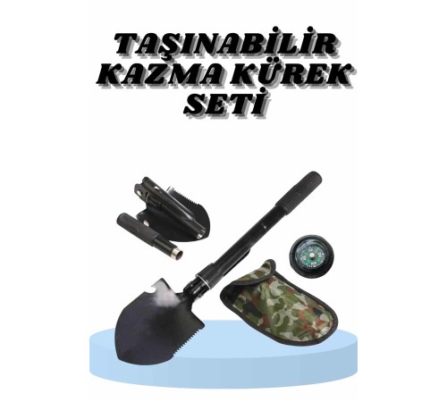 Çelik Katlanır Fonksiyonel Kamp Kazma Kürek Ve Kesme Aleti Seti Küçük Kazma Kürek Seti