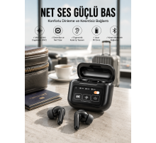 Yeni Nesil Bluetooth Kulaklık Ekranlı Yüksek Ses Kaliteli Uzun Şarj Süreli