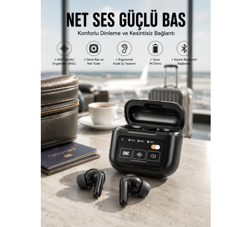 Yeni Nesil Bluetooth Kulaklık Ekranlı Yüksek Ses Kaliteli Uzun Şarj Süreli