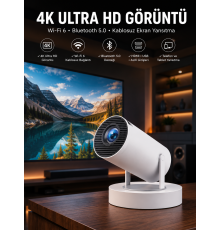 Taşınabilir Android Projeksiyon Ayaklı Çift Kollu 4K Çözünürlüklü Sinema Projeksiyonu
