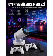 Projeksiyon Cihazı Video Oyun Konsolu Projektör Taşınabilir Ayaklı Çift Kollu 4K Çözünürlüklü
