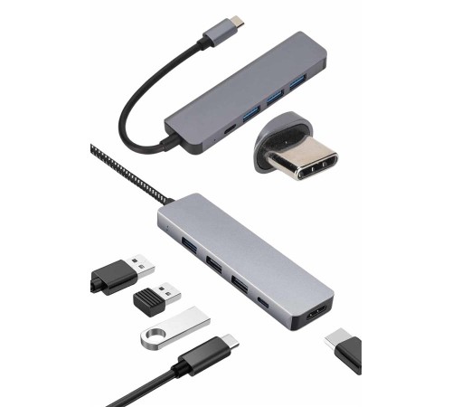 Çevirici Dönüştürücü Adaptör Macbook 3 In 1 Type-C To Hdmı USB 3.0