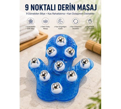 9 Bilyeli El Şeklinde Omuz Bacak Masaj Aleti Masaj Eldiveni Giyilebilir Plastik Vücut Sıkılaştırıcı