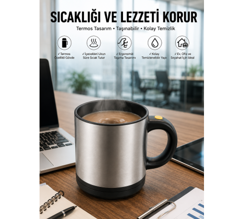 Yazılı Kupa Kendi Kendini Karıştıran Mikser Kupa Termos Bardak