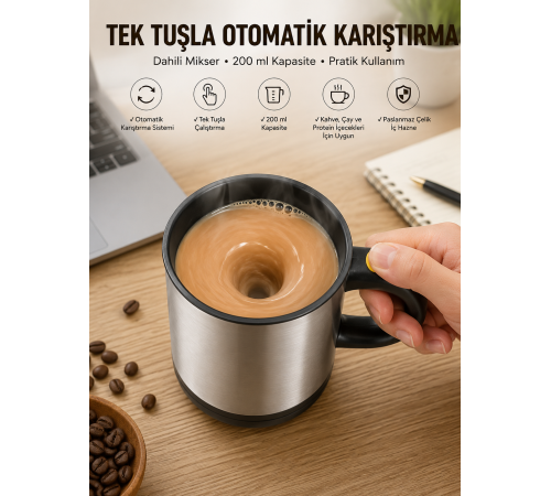 Mikser Kupa Yazılı Mug Bardak Karıştırma Özelliği