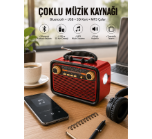 Nostaljik Radyo Bluetooth Bağlantılı Müzik Kutusu Ahşap