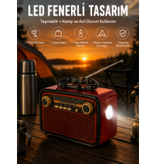 Eskitme Nostalji Tasarımlı Bluetoothlu Nostalji Radyo Ahşap Nostaljik Görünümlü