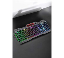 Led Işıklı Klavye Usb Girişli RGB Işıklı Q Klavye Mouse Hediyeli