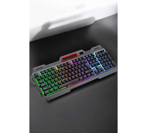 Led Işıklı Klavye Usb Girişli RGB Işıklı Q Klavye Mouse Hediyeli