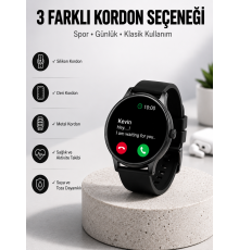 Akıllı Saat Sesli Görüşme Bluetooth Bağlantılı 3 Kordonlu Yeni Nesil