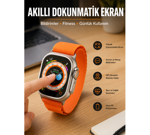 Akıllı Saat Uyku ve Spor Takibi Yeni Nesil Bluetooth Bağlantılı Amoled Ekran