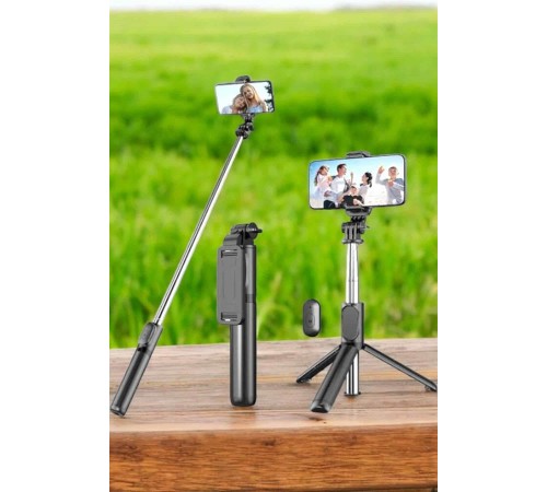 Tripod Kablosuz Bluetooth Bağlantılı Selfie Çubuğu 360 Derece Dönebilen