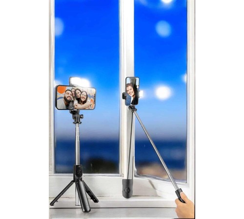 Selfie Çubuğu Tripod Kumandalı Telefon Tutucu Siyah