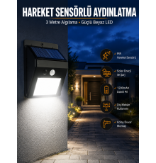 Solar Güneş Enerji Panelli Sensörlü Lamba Enerji Tasarruflu