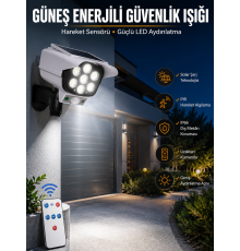 Solar Lamba Kamera Görünümlü Duvar Lambası Dönebilen Bahçe Aydınlatması