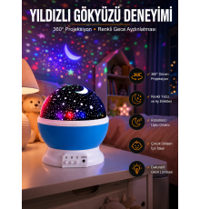Yıldız Görünümlü Gece Lambası Renkli Masa Lambası Gökyüzü Projeksiyon
