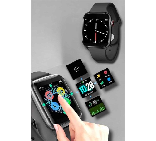 Akıllı Saat Adım Sayar, Kalp Atışı İzleme Dokunmatik Bluetooth Bağlantılı