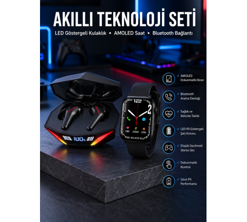 İkili Set Dev Kampanya Ucuz Kulaklık Ucuz Akıllı Saat Gürültü Önleyici Uzun Pil Ömrü