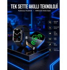 Dokunmatik Akıllı Saat Yeni Nesil Kulaklık Kampanyası ANC Özelliği Yüksek Ses Kaliteli